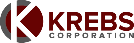 Logo with a bold maroon letter "K" in a circle to the left and the word "KREBS" in uppercase maroon letters to the right.