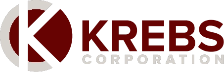 Krebs Corporation logo with a stylized "K" symbol in red and gray, and the company name "KREBS CORPORATION" in bold and light gray text.