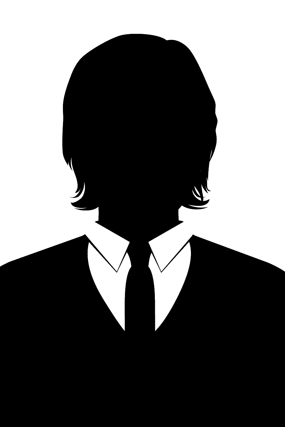 Black and white silhouette of a person with medium-length hair, dressed in a suit, collared shirt, and tie—an image that reflects the professionalism of Independent Cost Estimators—shown against a plain white background.