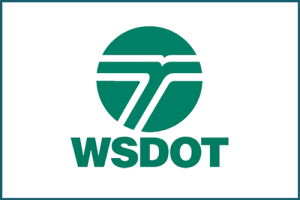WSDOT logo featuring a stylized green highway design within a green circle above the letters "WSDOT" on a white background, symbolizing expertise in Independent Cost Estimating for transportation projects.
